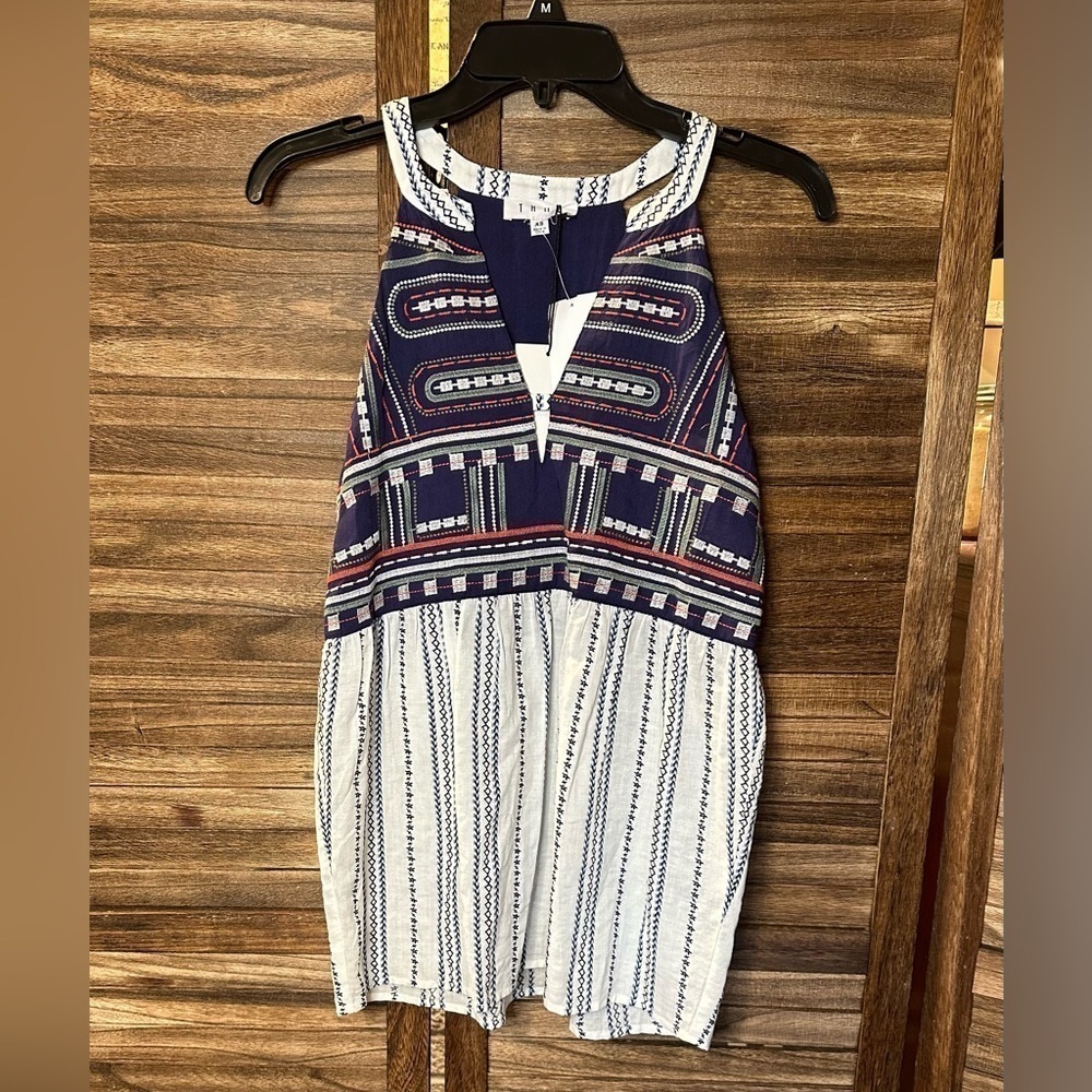 THML Halter Neck Sleeveless Embroidered Boho Top